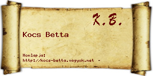 Kocs Betta névjegykártya
